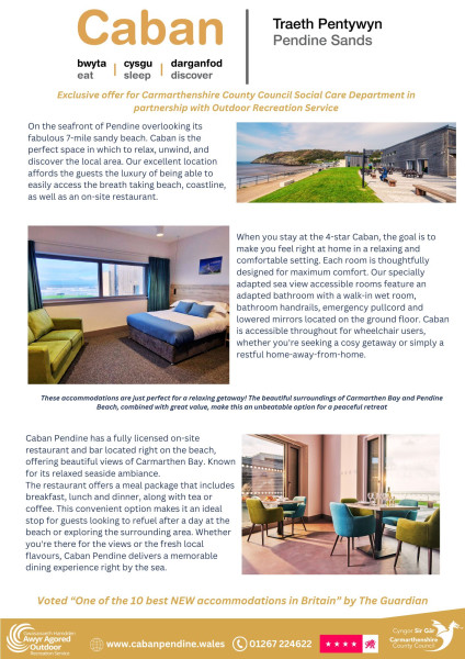 A FREE one-night stay at Caban Pendine, complete with Dinner and Breakfast