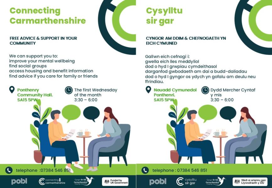 Connecting Carmarthenshire Drop in at Ponthenri Community Hub - get help for you and your family