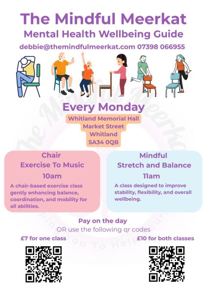 Chair Exercise to Music and Mindful Stretch and Balance at Whitland Memorial Hall