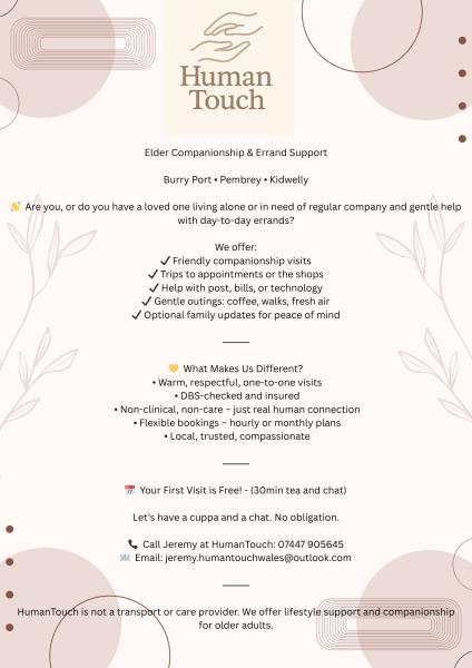 Elder companionship and errands support